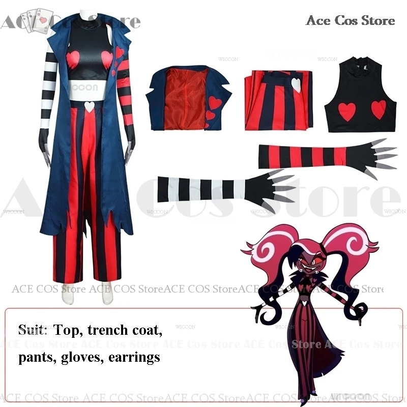 Hasbin Velvette Hotel Cosplay Outfit Costume Wig Earring 3V Vees VVV Halloween Party Demon Carnaval Anime Cosplay Women Clothes 27