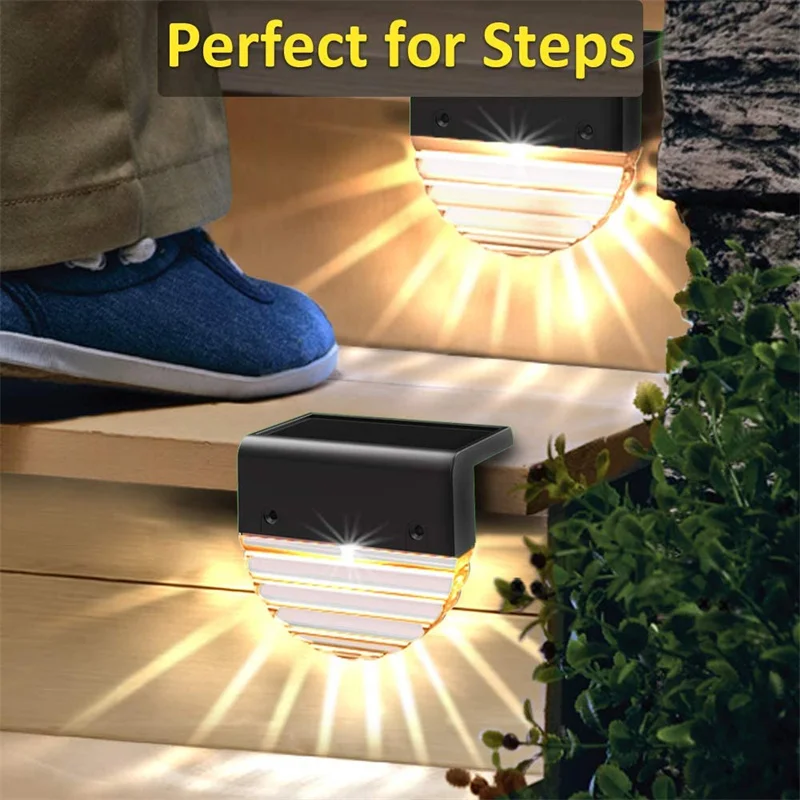 Solar Deck Lights Outdoor Waterproof 6 Pack Solar Step Lights LED Solar Fence Lights for Patio Stairs Yard Garden Pathway Decor solar garden lanterns