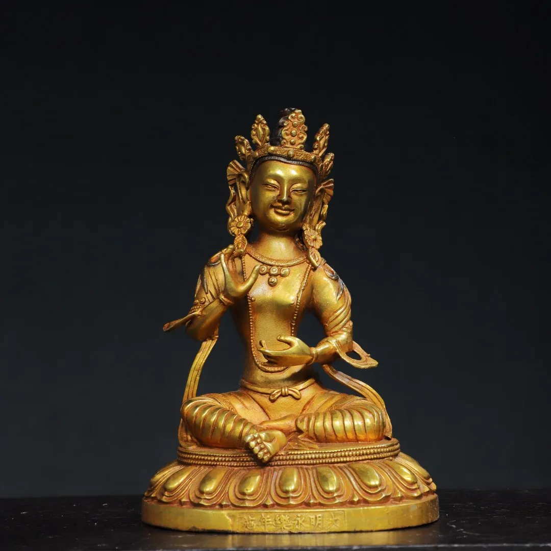 

Коллекция тибетских храмов 8 дюймов, старая бронзовая позолоченная Будда, мать, пустота, скрытая Будда, лотос, платформа, поклонение, зал, городской дом