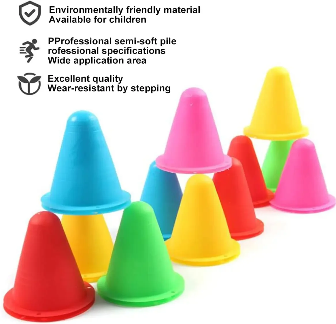 Soccer Training Cones 8cm Plastic Skate Marker Cones Roller Football Soccer Training Equipment Marking Cup Roller Skating Roadblock Accessories 10pcs