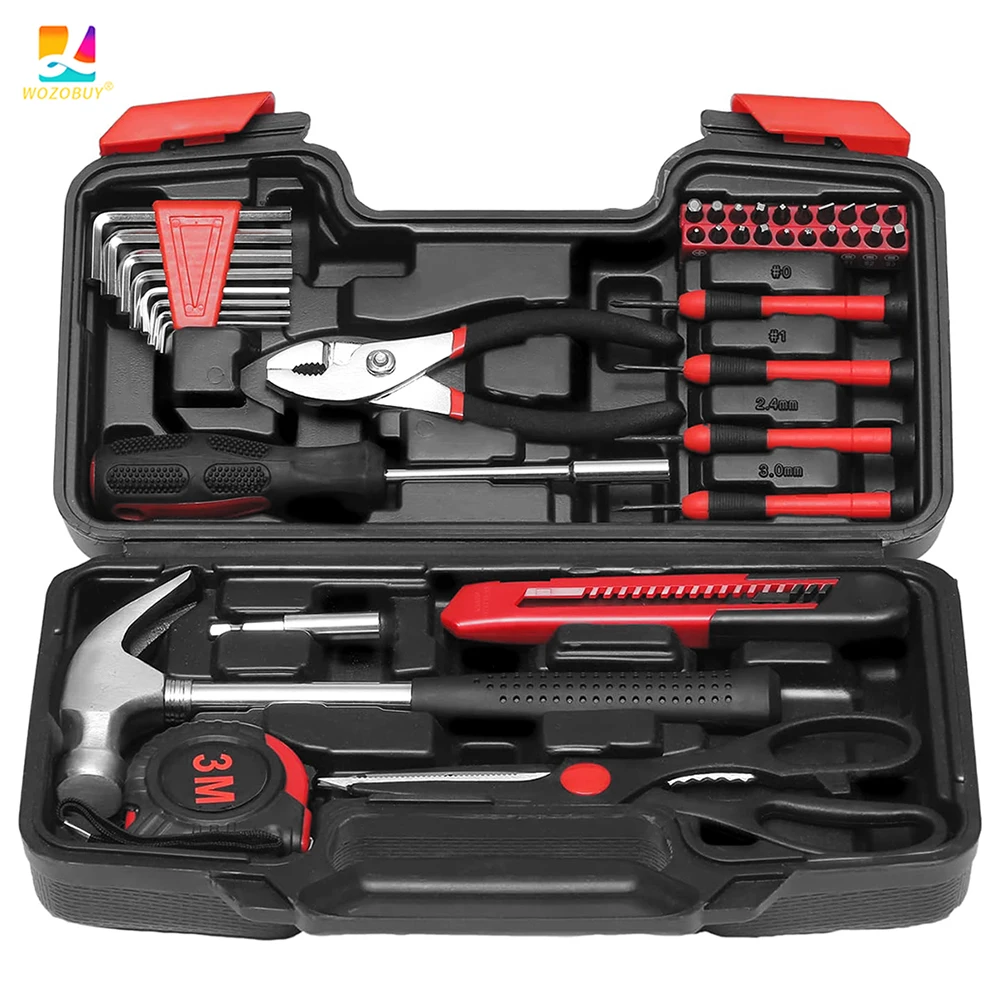 ZOENHOU Juego De Herramientas De Mano De 39 Piezas, Kit De Herramientas De Garaje Para El Hogar, Kit De Herramientas De Bricolaje Con Todos Los Elementos Esenciales En Una Funda De Transporte