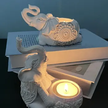 Pillar Candle Holder Candle Sticks Holder Elephant Statue Candelabra for Anniversary Tabletop Wedding Dining Room Farmhouse 2