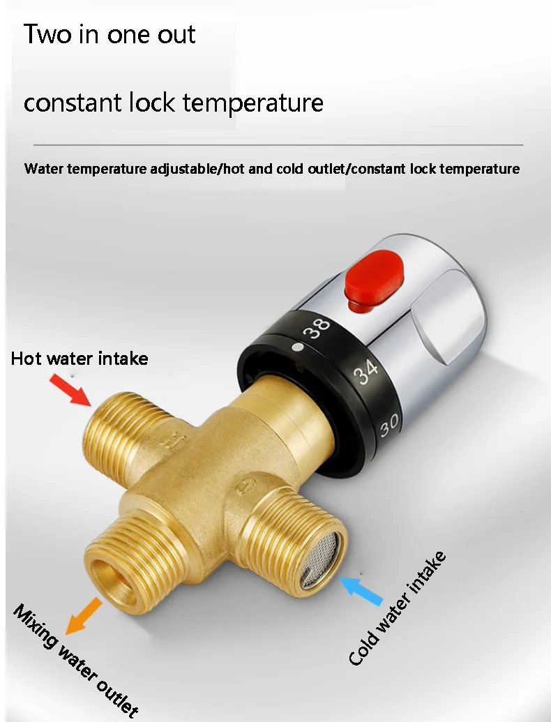 Description Picture 3 of itemTwo in one Out Cold and Hot Constant Temperature All Copper Thickened Three-way Valve Household Multifunctional Triangular Valve