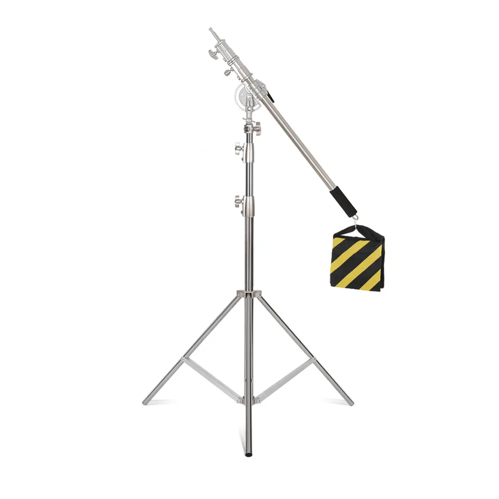 SH 2.9m Light Stand With Stainless Steel Kit Cross Arm  With Weight Bag Photo Studio Accessories Extension Telescopic Rod 2.49M