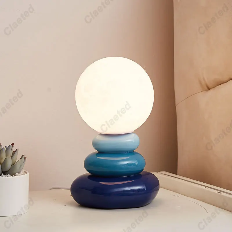 Colorful Stone Table Lamp Bedroom Bedside Lamp Creative Nordic Stacked Stone Shape Living Room Advanced Atmosphere Night Light table lamp led night lamp
