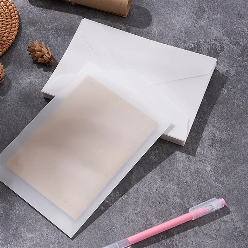 50/100PCS 빈 반투명 봉투 유럽 스타일 카드 커버 결혼식 초대장 엽서 비즈니스 편지 선물 메시지 팩
