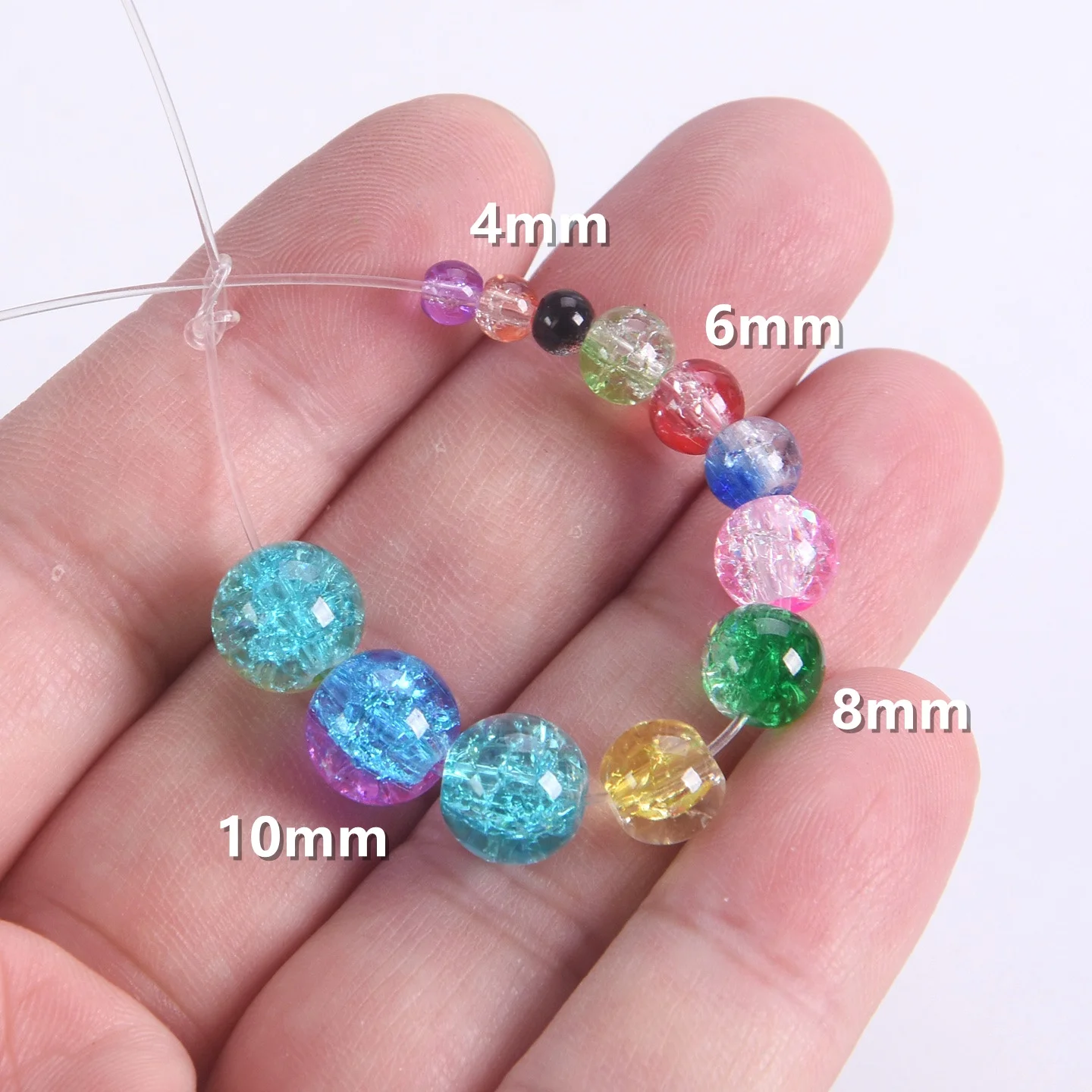 Round Crackle Crystal Glass 4mm 6mm 8mm 10mm Loose Cracked