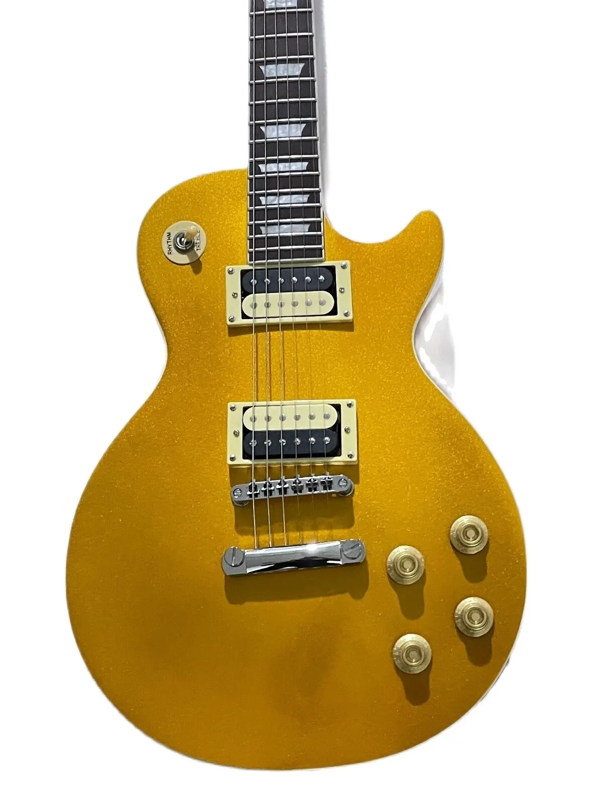 

New!!! Gold Color Standard LP Electric Guitar, Solid Body With Flame Top ,Ebony Fretboard, Binding Top