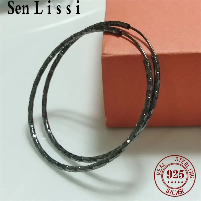 Senlissi-Fashion S925 Silver Earrings Women's Single Black Gold Sky Star Round Earrings Elegant Boutique Jewelry Gift