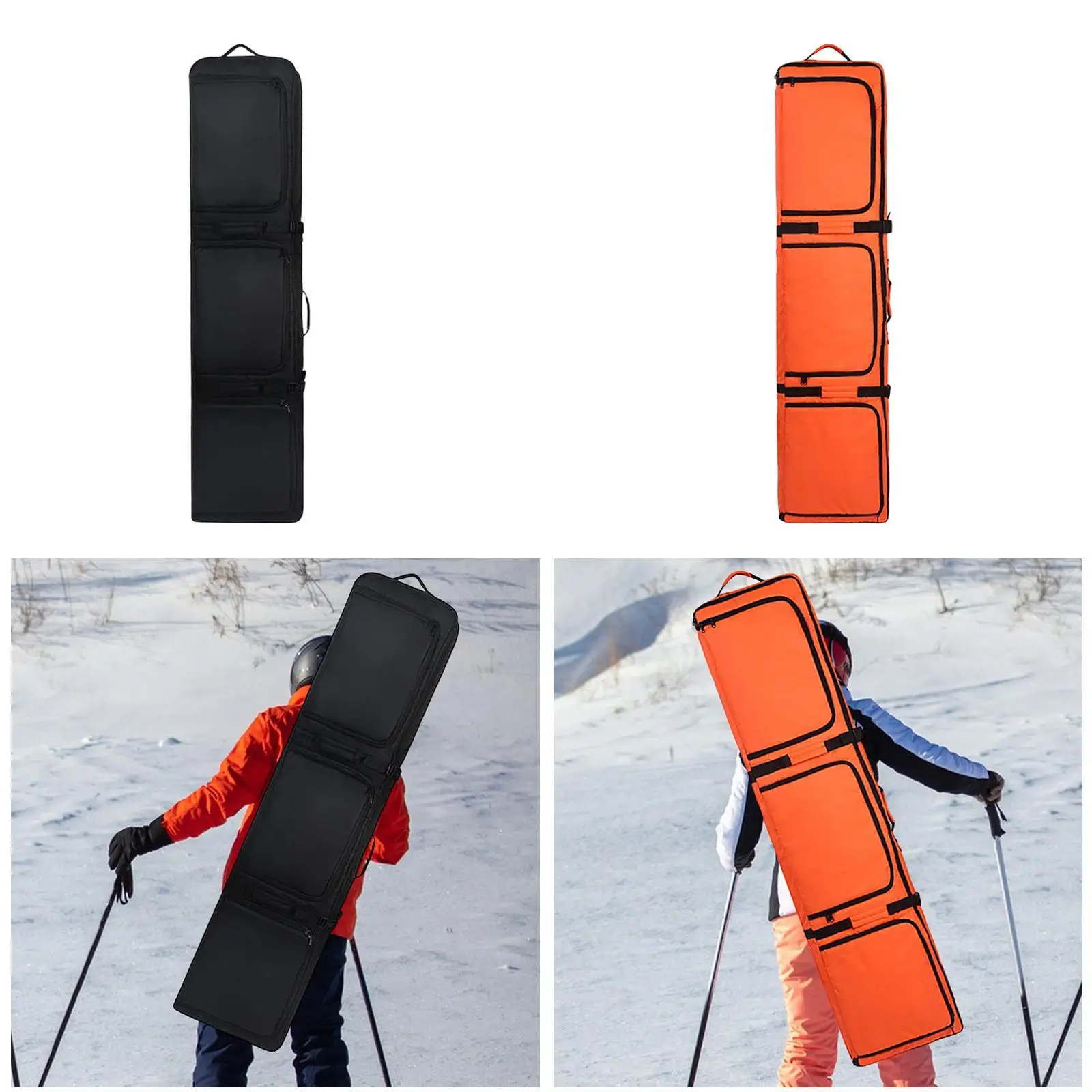 Ski Bag Fashion 3 Big Outside Storage with Wheels Roller Snowboard Bag for Airplane Travel Men 2 Sets Skis Boots Winter Sports