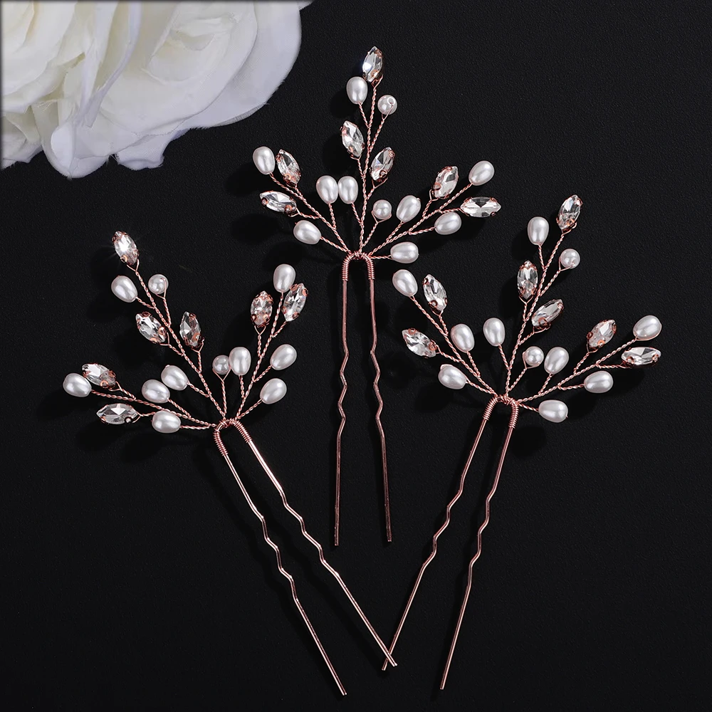 Hair Accessories Bridal Hair Accessories 3PCS Wedding Hair Pins Tiara Headdresses Hair Jewelry Bride Accessories Fascinator
