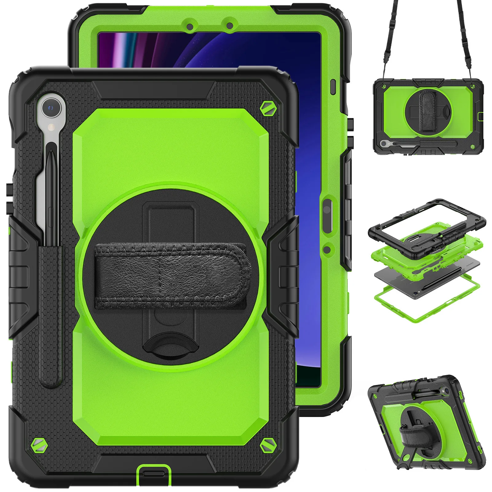 Durable Kids Tablet Case with Screen Protector and Handle Strap, Heavy Duty Cover