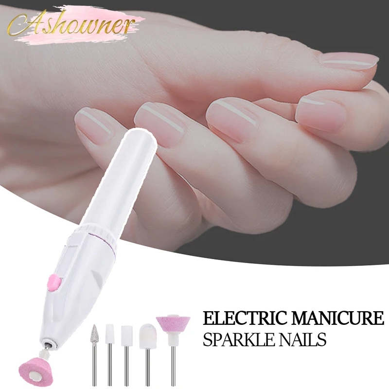 Electric Nail Set Manicure Set 5 in 1 Manicure Machine Nail Drill File Grinder Grooming Kit Nail Buffer Polisher Remover Drill