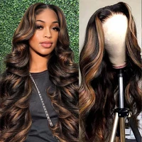 1B/30 Body Wave Highlight Wig Human Hair 30 Inch 13x4 HD Lace Frontal Wig 180 Density Natural Brazilian Hair Wig For Black Women 1
