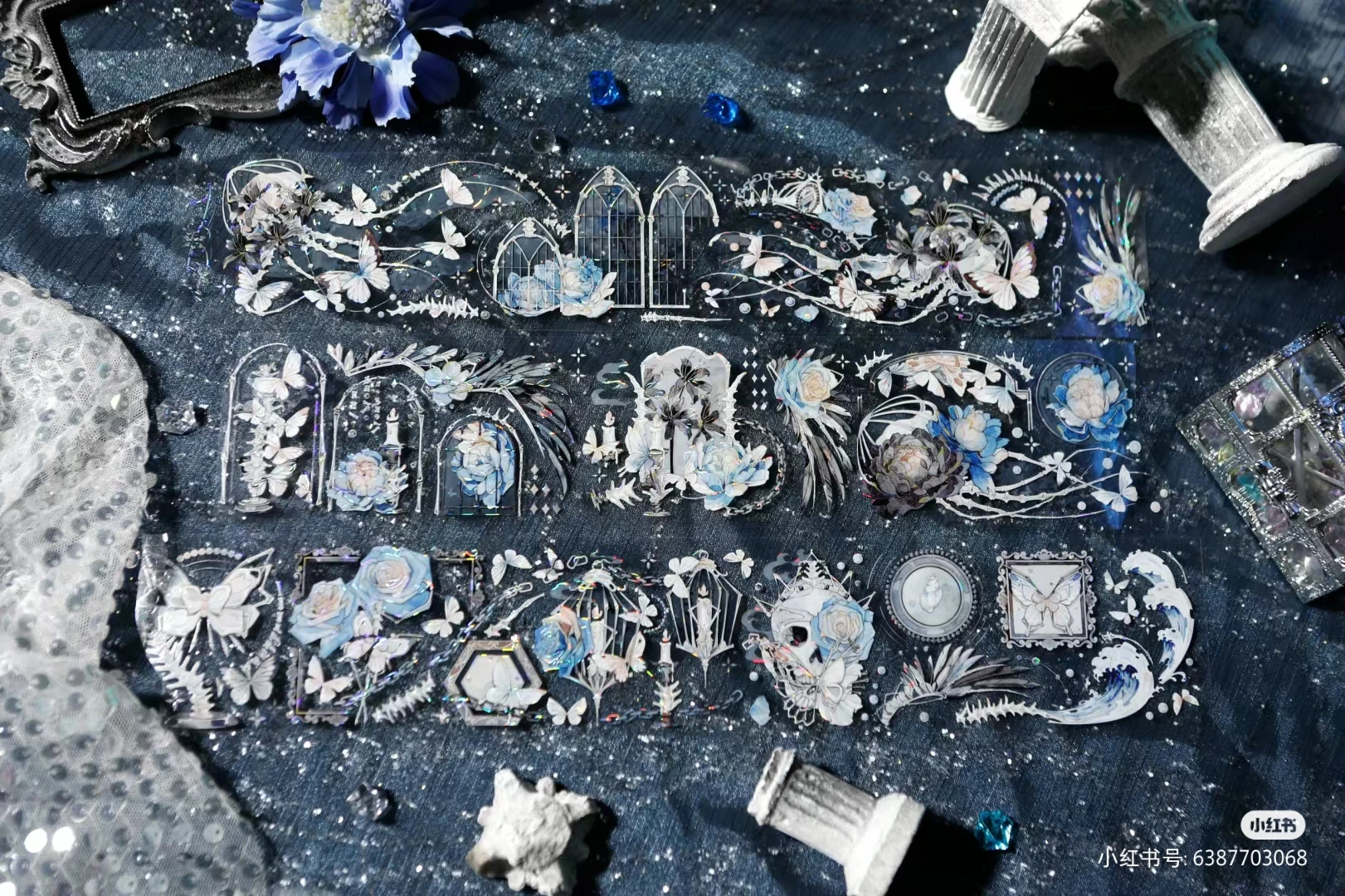 

V1 Бесконечность бабочка цветок синяя Роза блестящая Маскировочная васи лента для домашних животных