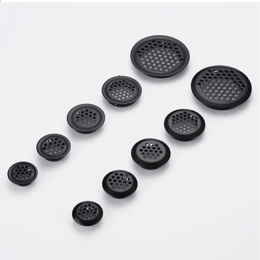 Air Vent Grille Ventilation Grille Air Vent Cover Dia.19mm/25mm/29mm/35mm/53mm Round Air Vent Cover Wardrobe Cabinet Mesh Hole Lid Kit Louver Ventilation Stainless 10pcs/ lot