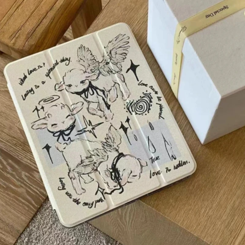 Angel Lamb TPU Soft Tablet Case with Pencil Holder, Protective
