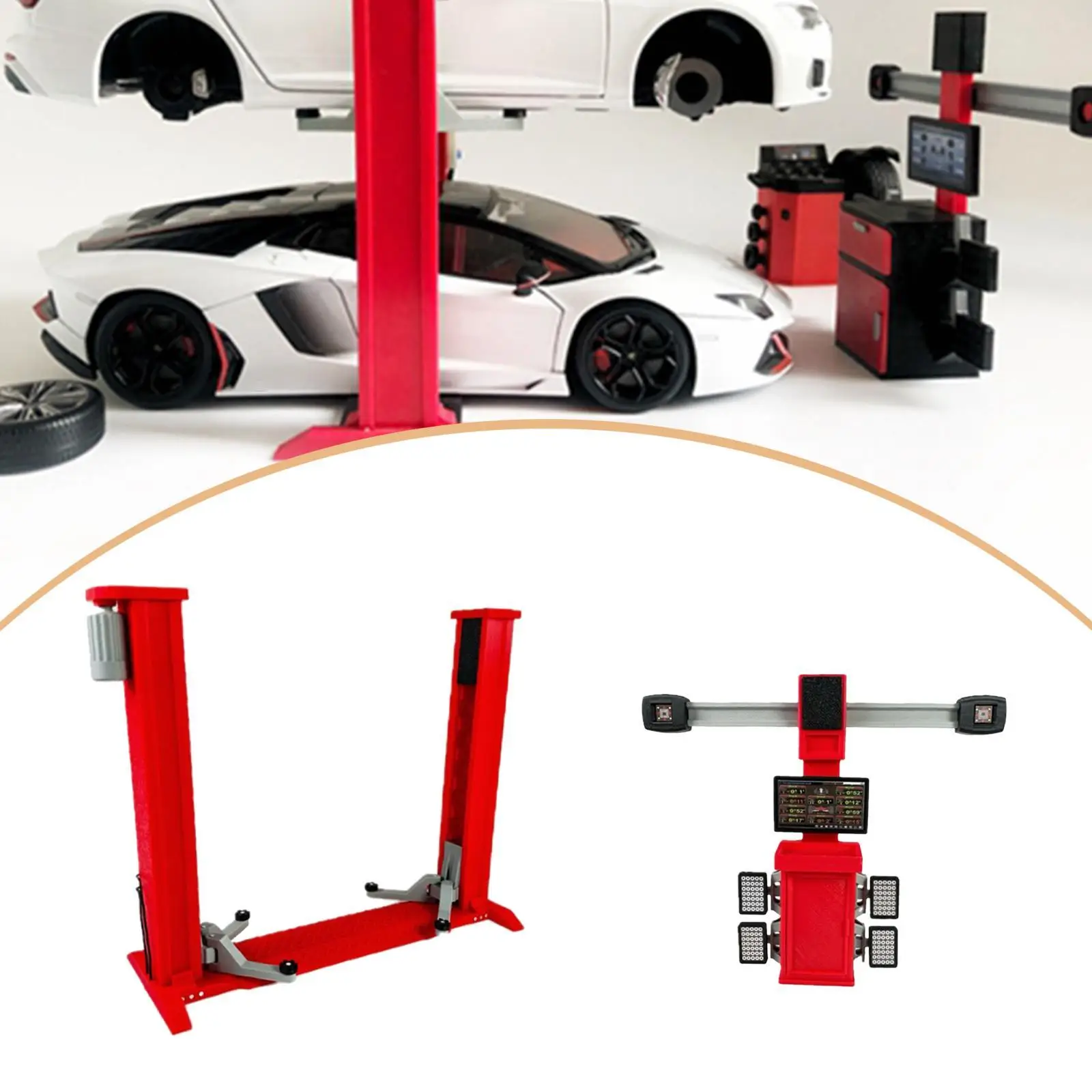 1/18 차고 도구 설치 장식, 시뮬레이션 작업대 정비사 미니어처 자동차 차고 수리 도구, 정비소 액세서리, 빨간색