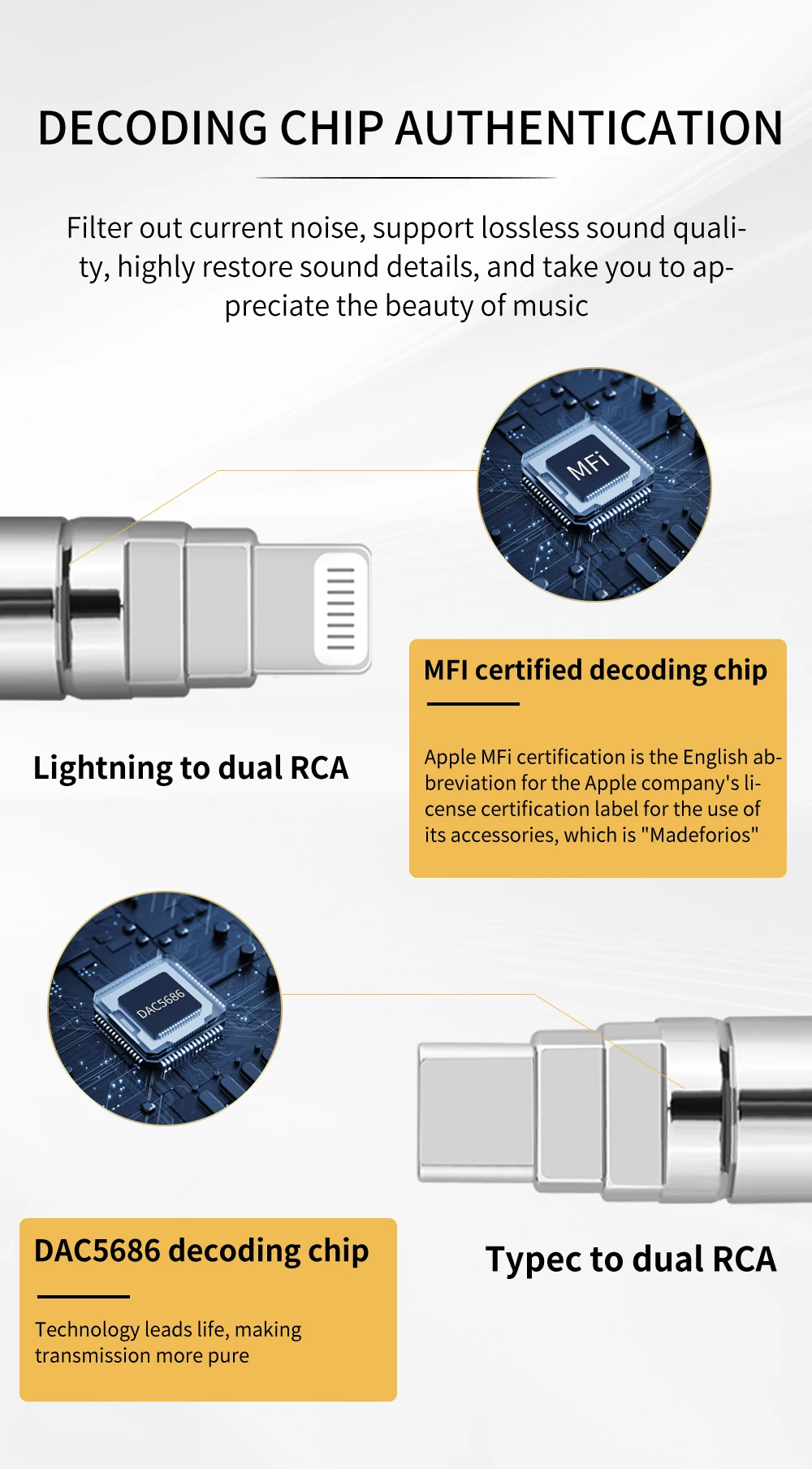 RCA, Alto-falante, Amplificador, Huawei, Sumsung, Xiaomi, Lightning para 2RCA Splitter