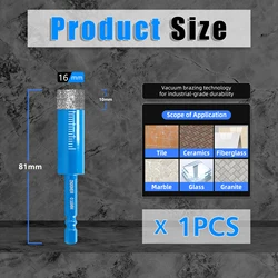 Diamond Hex Shank Drill Bit for Ceramic, Granite, Marble, and Tile (5 - 16mm) (16mm)