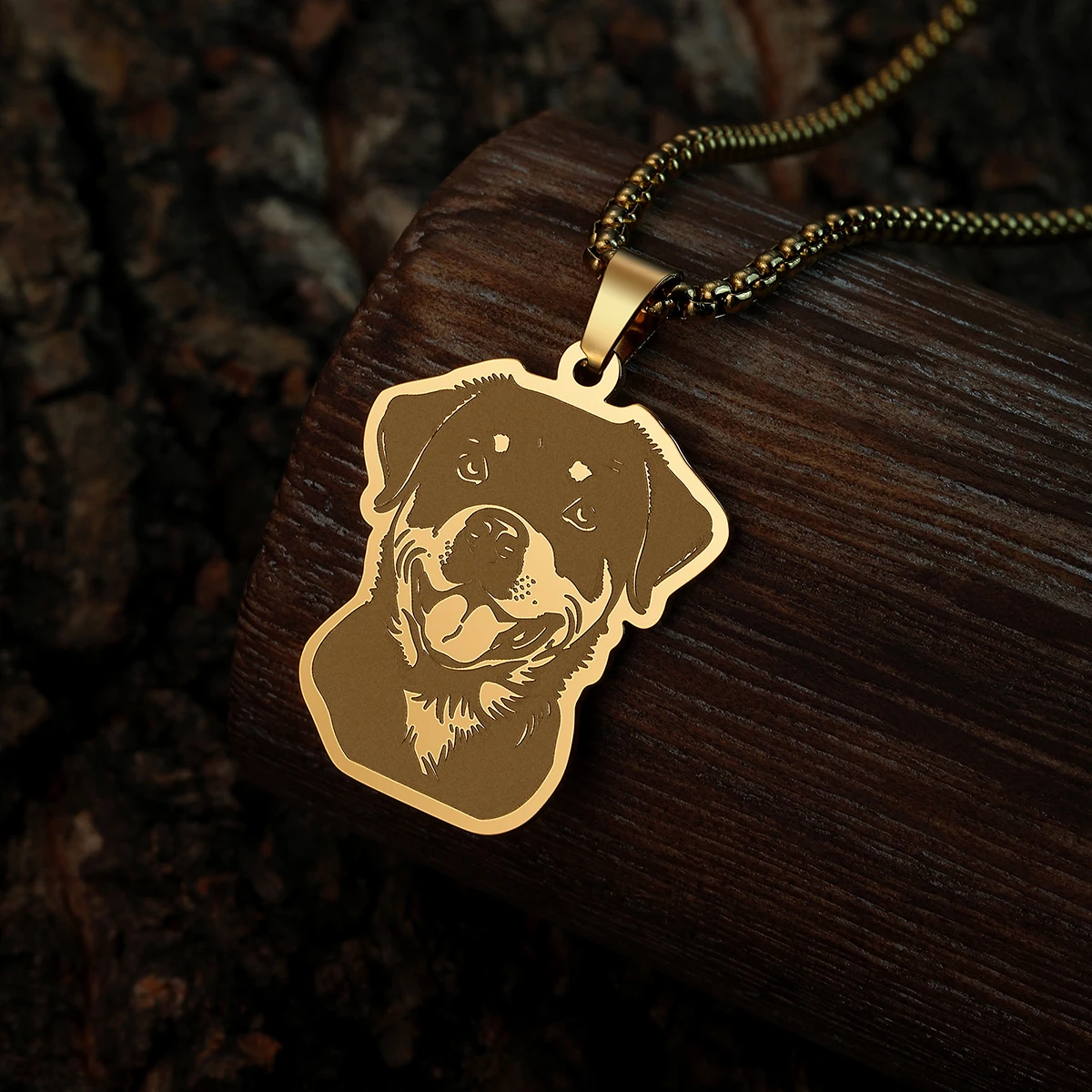 Gold Plated Rottweiler Pet Dog Design Tarnishproof Stainless