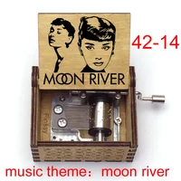 Audrey Hepburn Song Moon River music theme Wooden Music Box Hand Movie Fans Christmas Birthday Gift Craft 2