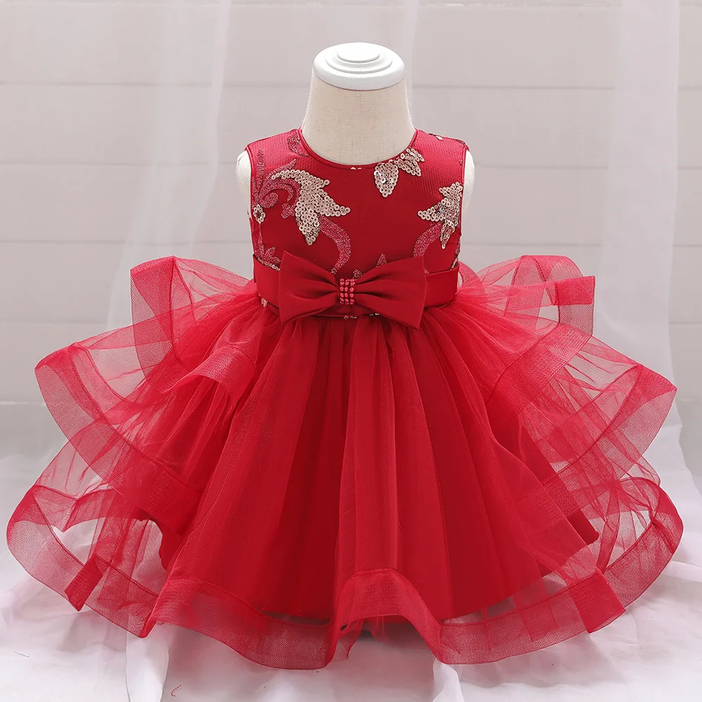 0-24m Red Toddler First Birthday Dress For Baby Girl Clothes Child Infant  Dress Princess Dresses Flower Party Costume - Dresses - AliExpress