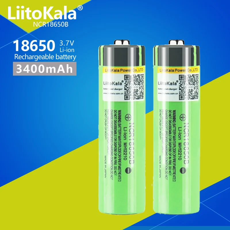 Nuova Batteria Liitokala 18650 3400Mah 3.7V Li-Ion Ncr18650B Batteria 18650 Ricaricabile Per Torcia (Senza Pcb)