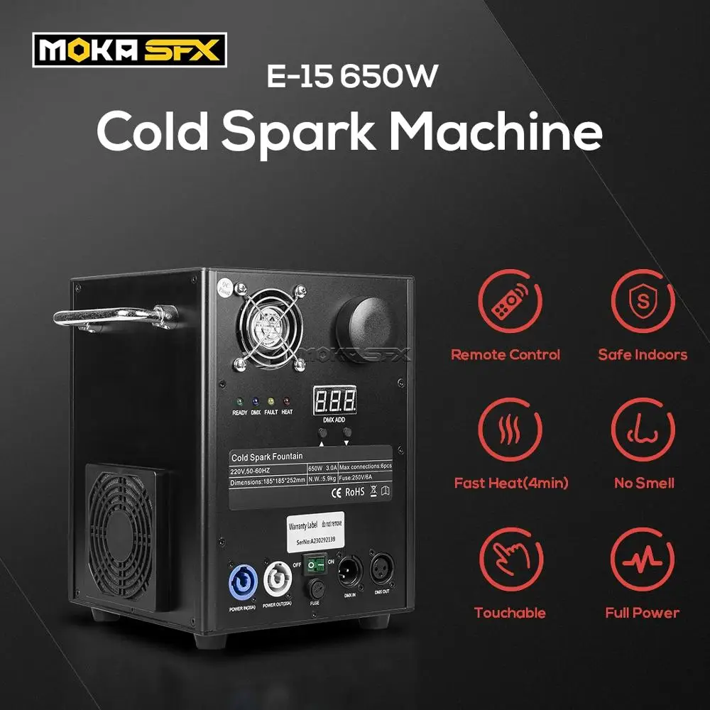 

650W Cold Spark Fountain Fireworks Machine Stage Equipment Dmx Remote Control Cold Sparkler Machine for Wedding Disco Party