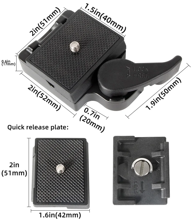 Quick Release Clamp Adapter for Camera Tripod with Manfrotto 200PL-14 Compat Plate BS88 HB88 Stabilizer Plate camera clamp camera tripod plate camera tripod adapter camera mount plate camera base plate tripod adapter mount