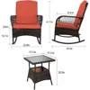 3 pcs Rocking Bistro Set Conversation Chairs PE Wicker Outdoor Rocking Chairs(Rocking Set,Orange Red) 6