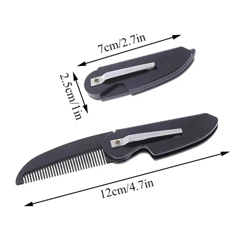 Portable Folding Beard Comb Mustache Comb Small Pocket Men Moustache Combs Grooming Hair Detangling Beard Styling Accessories 6