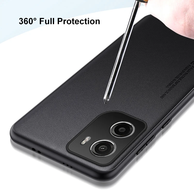 Luxurious PU Leather Matte Shockproof Silicone Phone Case - Full Protection
