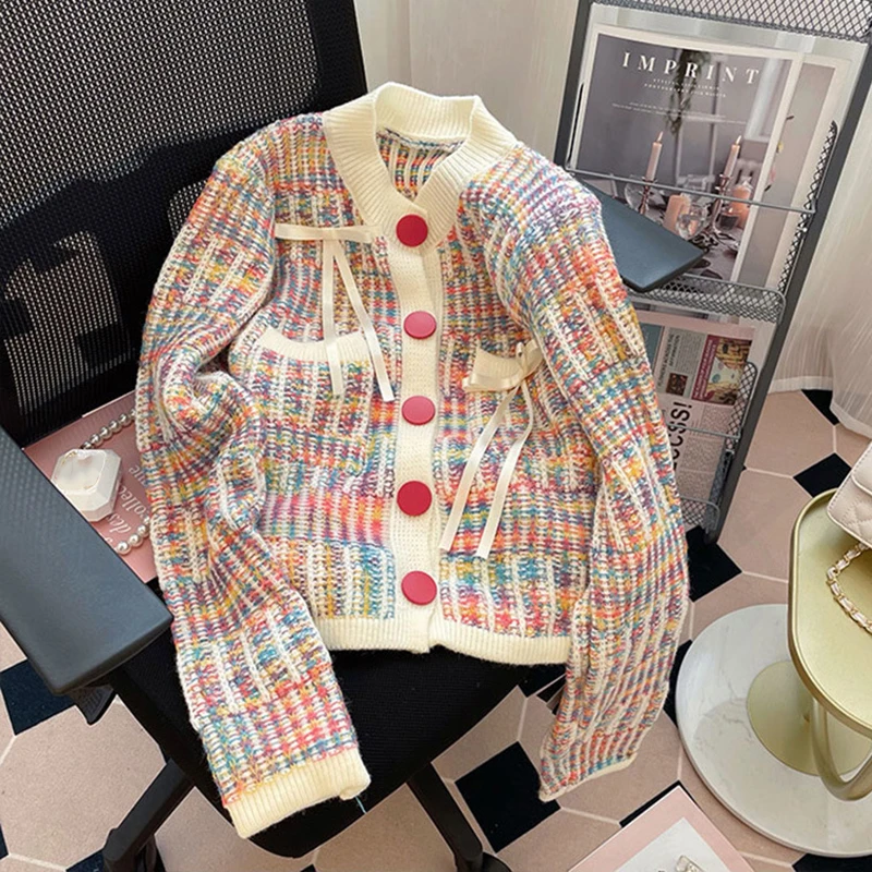 Maglione Da Donna Allentato Coreano Cardigan O Collo Maglieria Casual Maglione Cappotto Donna 2023 Autunno Nuovi Cardigan Lavorati A Maglia Femminile