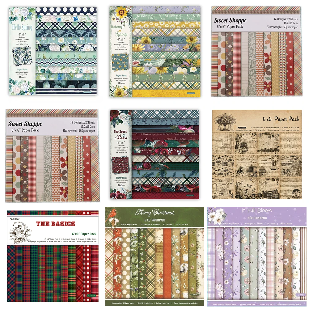 12SheetPackRetroFloralCollectionCraftPaperScrapbookBackground