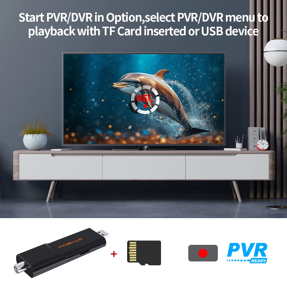 GTMEDIA HDTV 메이트 ATSC1.0/ATSC3.0 USB TV 튜너 스틱, 안드로이드 9.0 + HDTV 플레이어, USB/TF DVR 녹화, 한국 공식