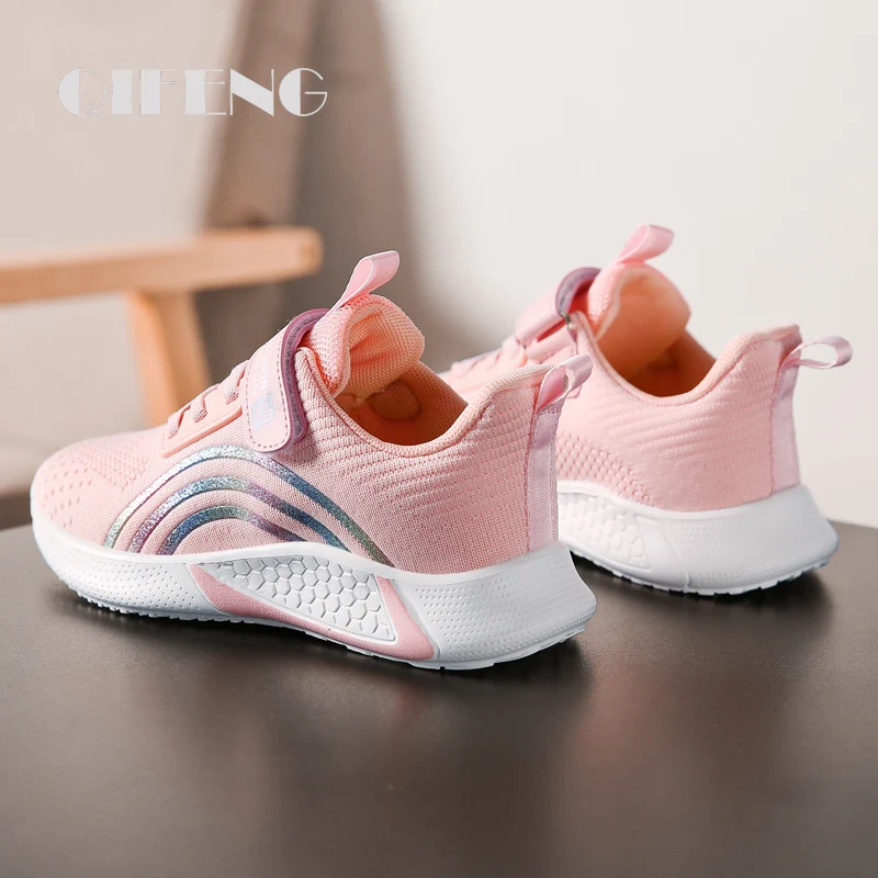 Chaussures Décontractées pour Fille, en Maille Blanche, Baskets d'Été à la Mode, pour Enfants, Tennis de Sport, de Course à Pied, Adaptable pour l'Automne