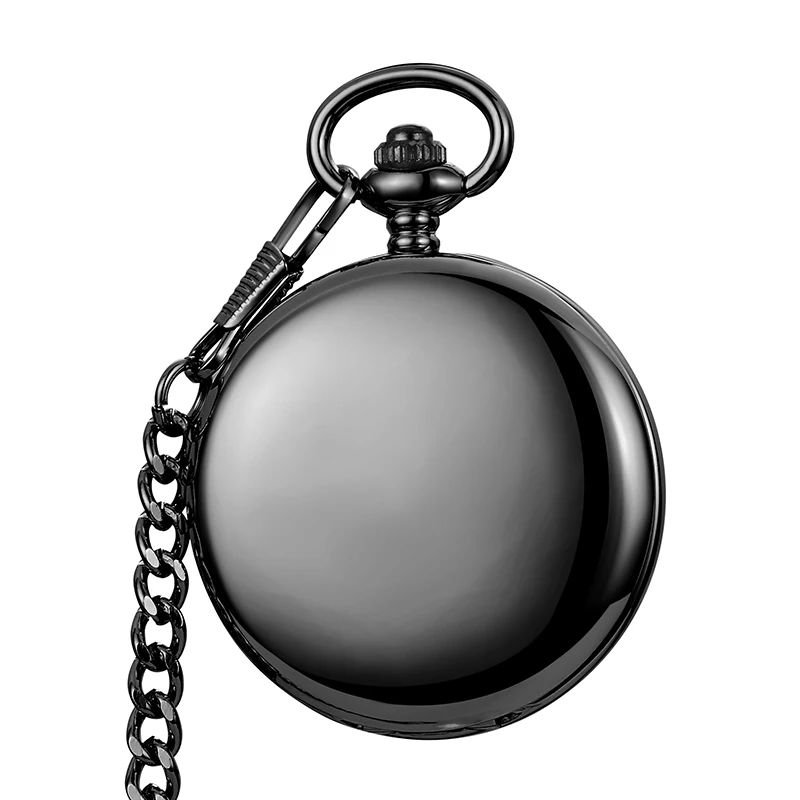 Roman Numeral Mechanical Pocket Watch Luxury Vintage Steampunk Engraved Smooth Case Gold Skeleton Fob Chain Clock for Men Women