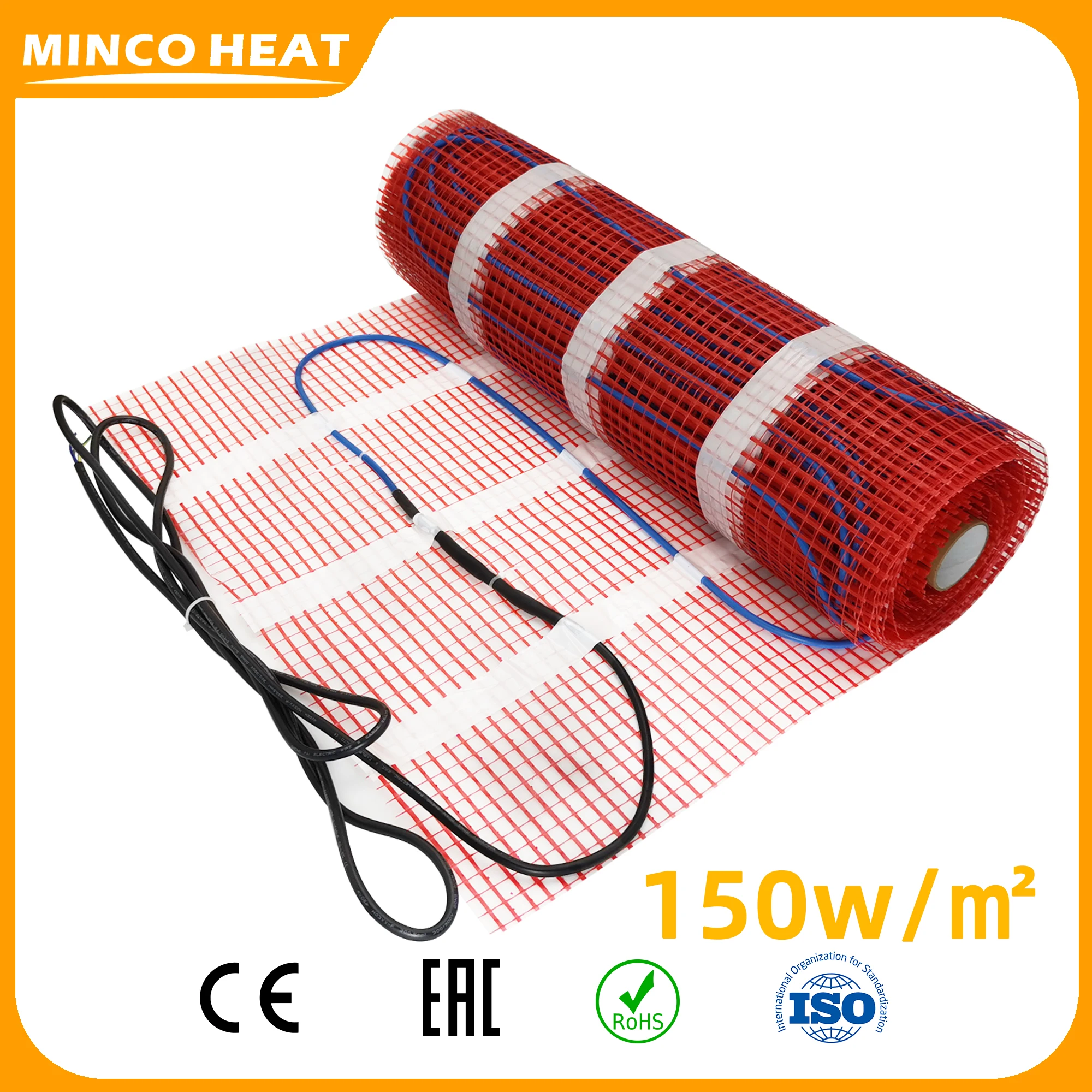 

Minco Heat 150w/㎡0.5~15㎡ Tile Cement Heating Floor Cable Electric Warm Mat Twin Conductor Electric Warm Strand Mat