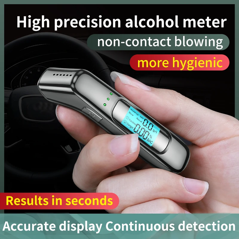 Professional Alcohol Tester Breathalyzer Accurate with Digital LCD Screen 3 Color Indicator Portable Alcohol Analyzer Detector