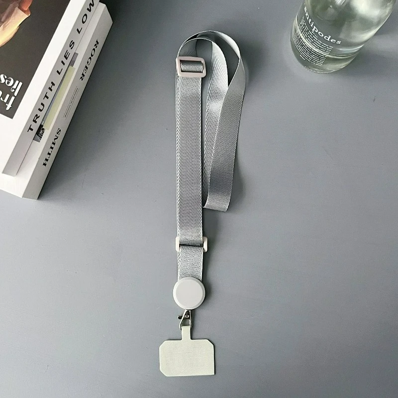 Solid Color Adjustable Crossbody Phone Lanyard with Wide Anti-Loss Strap