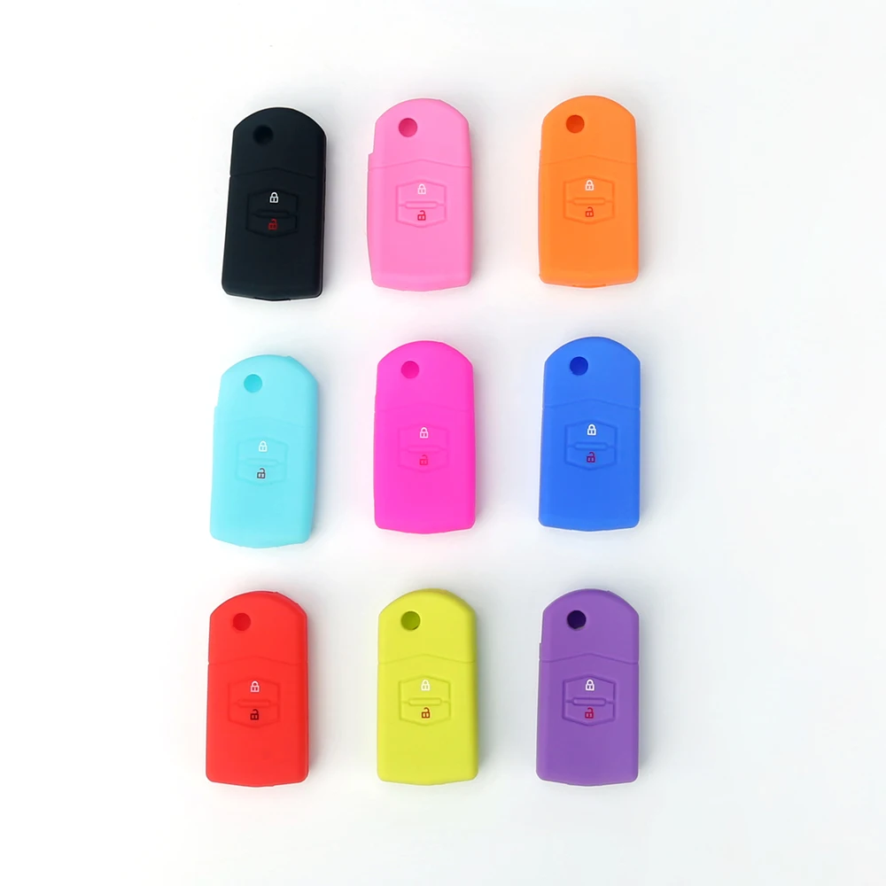 Silicone Key Case Cover Car Holder 2 Buttons Flip Parts For Mazda 3 2 6 2003 2004 2005 2006 2007 2008 2009 2010 2011 2012 2013 key case key case cover car key shell remote control case cover flip key fob shell