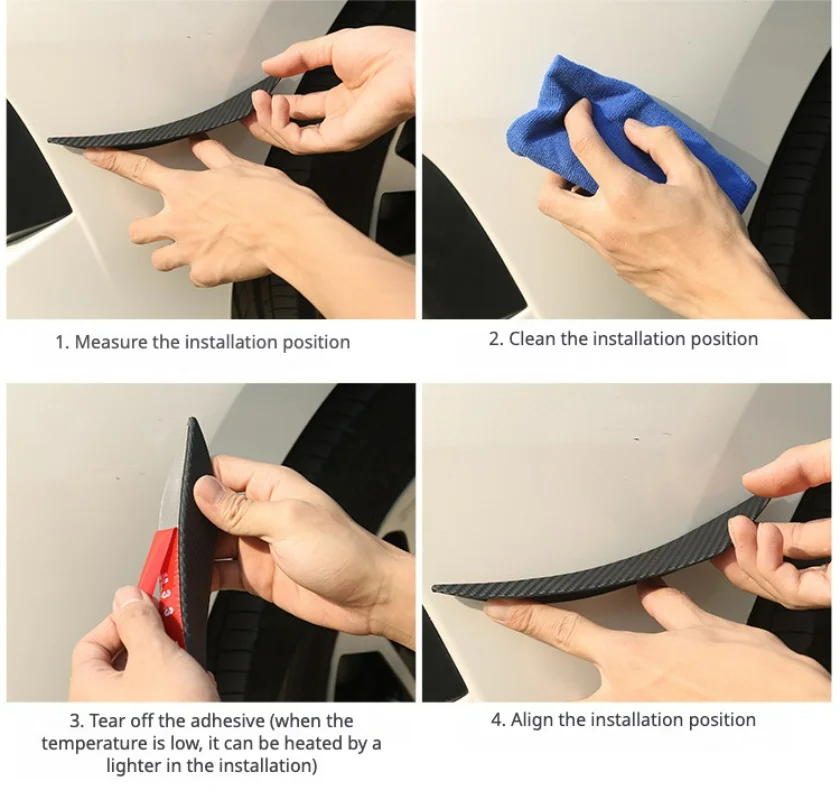 Car Universal Modification Wind Knife Bumper Crescent Wind Knife Front Bar Spoilers 6pcs car bumper spoiler