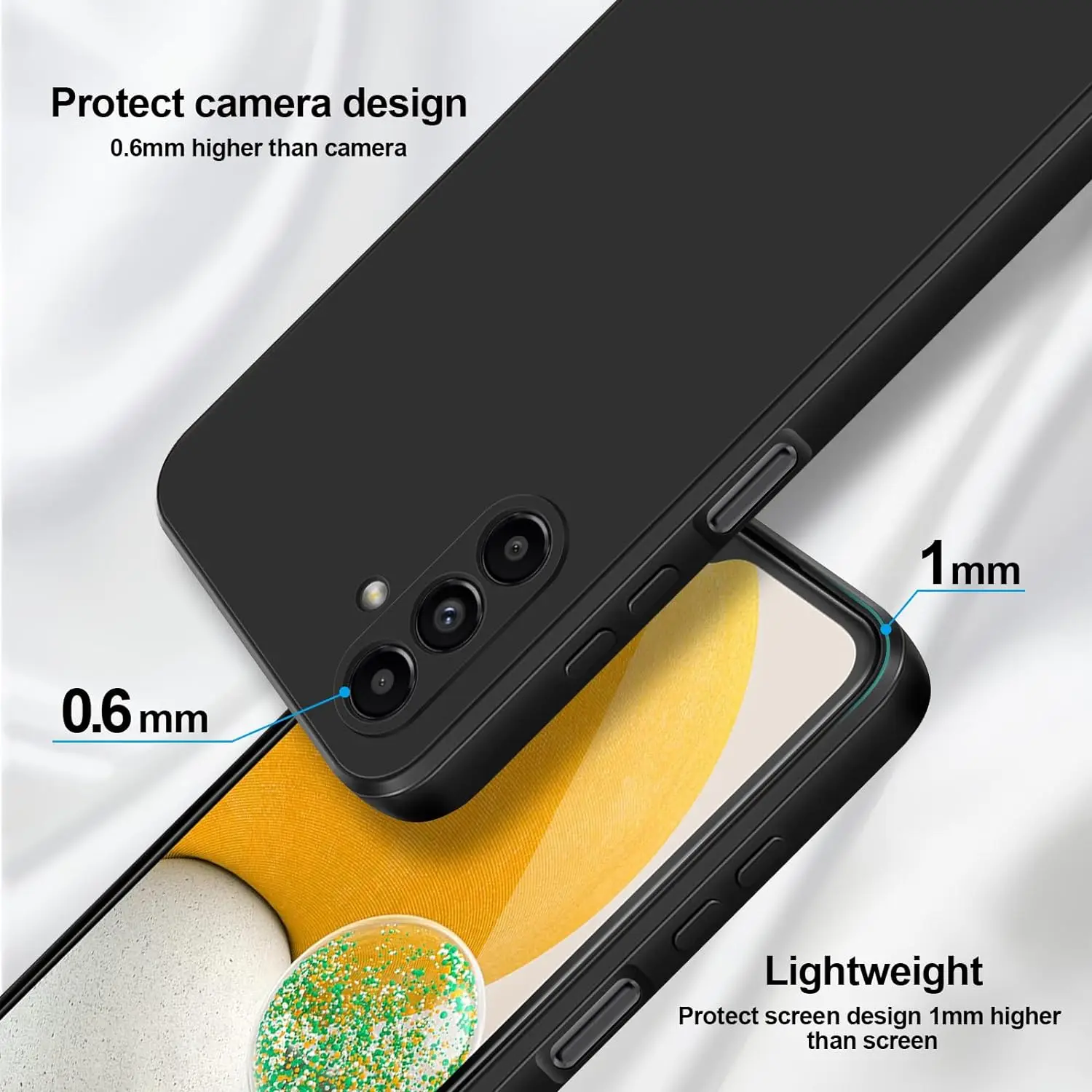 Premium Black Silicone Soft Case with Screen Protector Glass