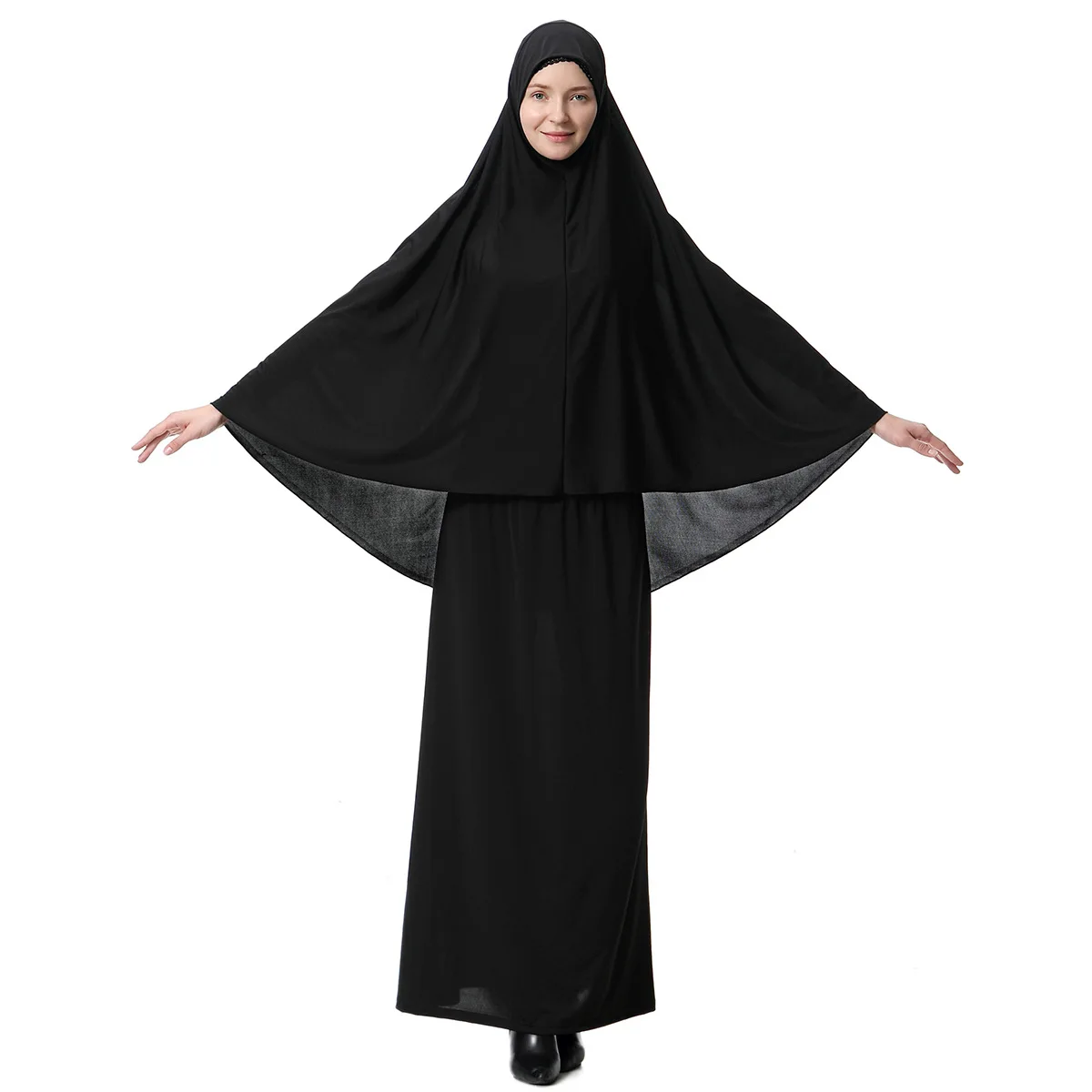  - Ramadan Muslim Prayer Garment 2 Piece Set Women Khimar Abaya Long Hijab Skirt Full Cover Islam Clothes Burka Niqab Jilbab Dress