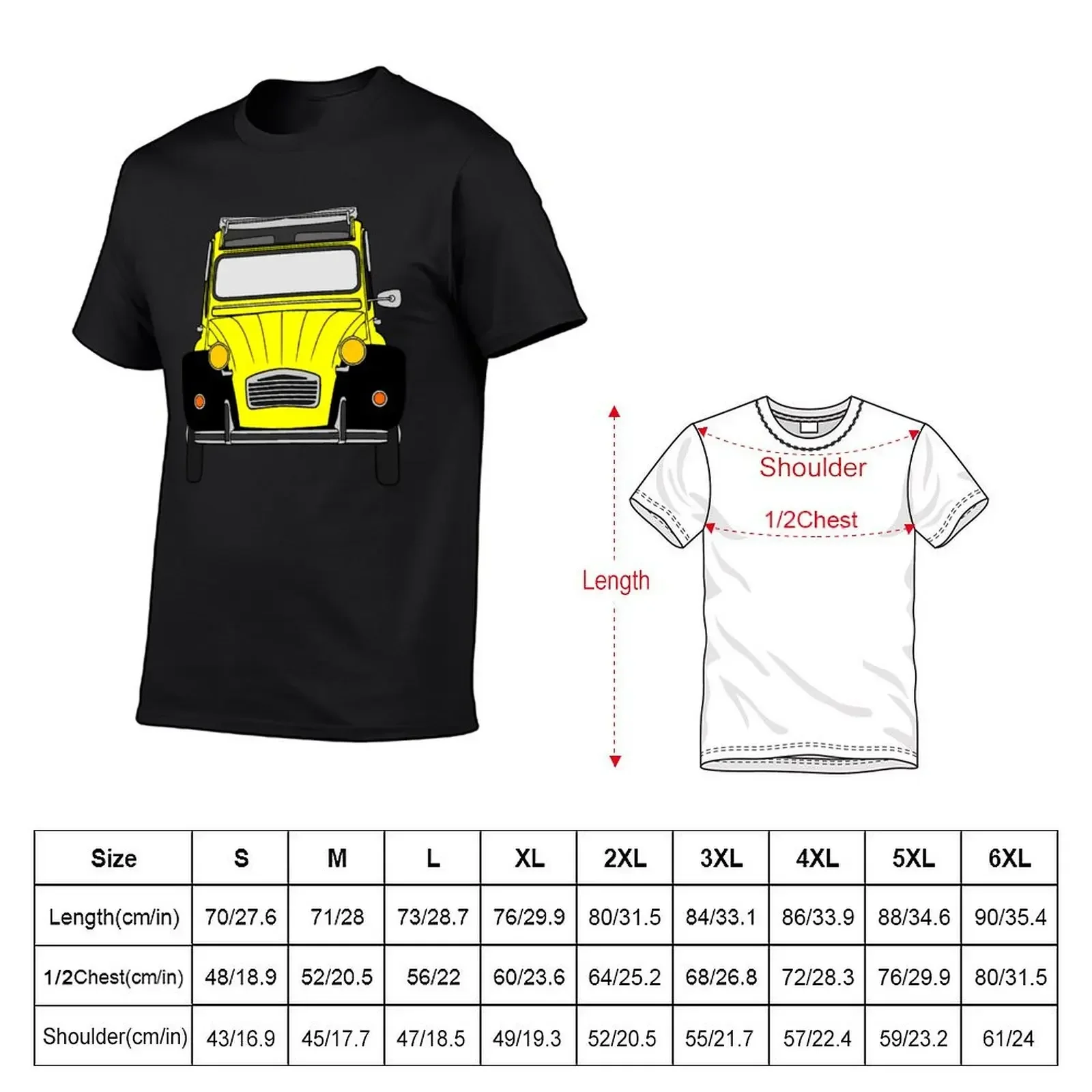 Vintage Yellow and Black Citroen 2CV Graphic Oversized T-Shirt