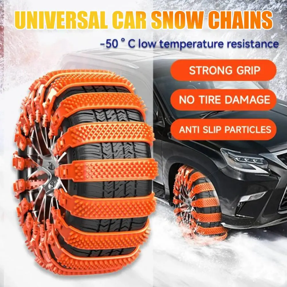 1/10Pcs Tire Snow Chains Anti-Slip Tire Chain Universal Car Snow Chains for SUVs Trucks Emergency Adjustable