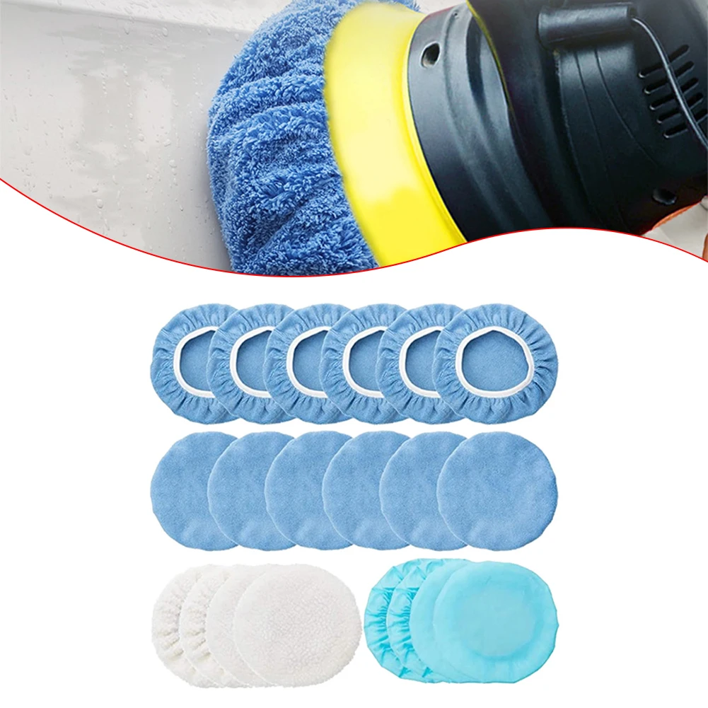 

20Pcs Car Polisher Buffer Pads Cover 5-10 Inch Bonnets Wheel Polishing Microfiber Polishing Pad Kits For Waxing Bonnet Set Tool