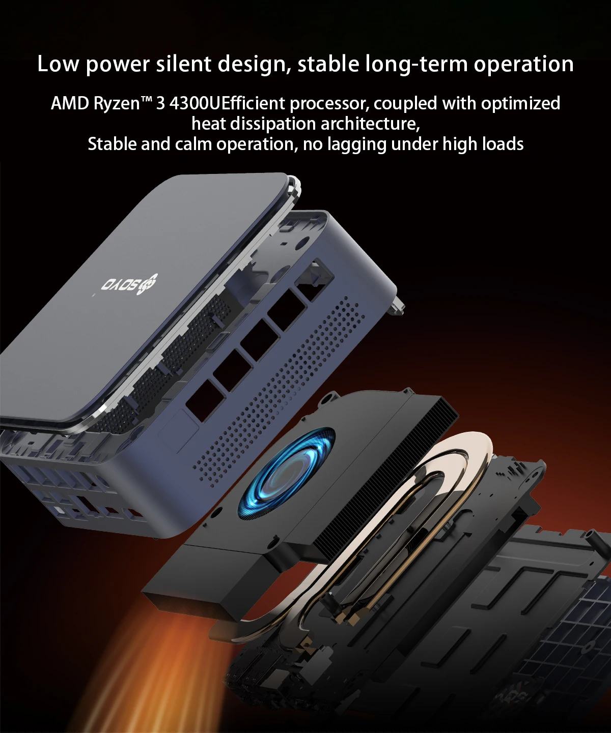 SOYO M5 Mini PC AMD Ryzen 3 4300U LPDDR4 16GB RAM 512GB ROM Windows 11 Pro Mini Desktop Computer Dual 4K Multi-Screen Output WiFi Bluetooth Gigabit LAN Type-C Compact Micro PC for Home Office Business Entertainment Daily Work