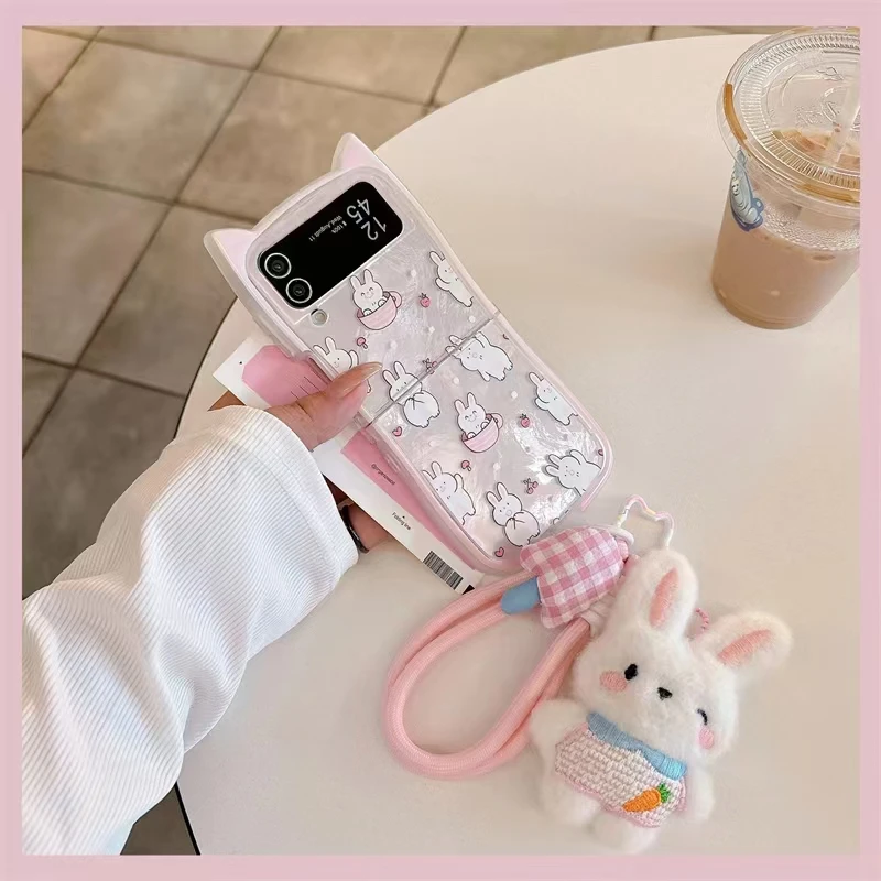 Coque de protection arrière en peluche avec cordon pour Samsung Galaxy Z Flip 3, 4, 5 et 6_voghion.com